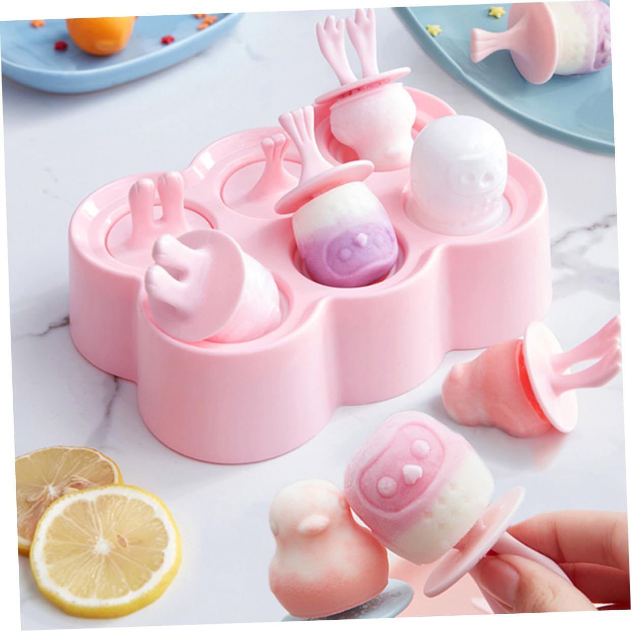 4 Moules à Glace en Silicone, Forme Animaux, Réutilisables et Légers, Faciles à Nettoyer, pour Préparation DIY de Glaces Maison