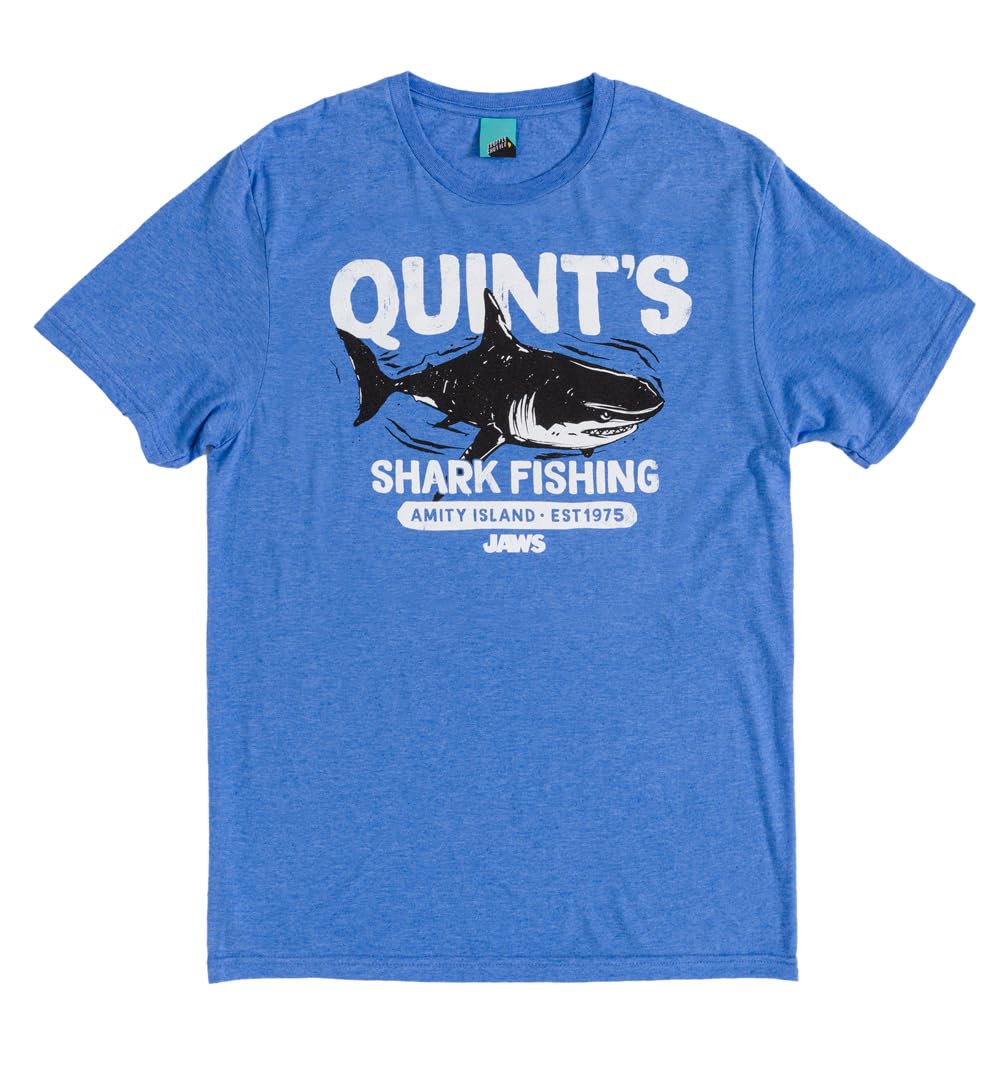 Jaws Quints Shark Fishing Blue Marl T Shirt