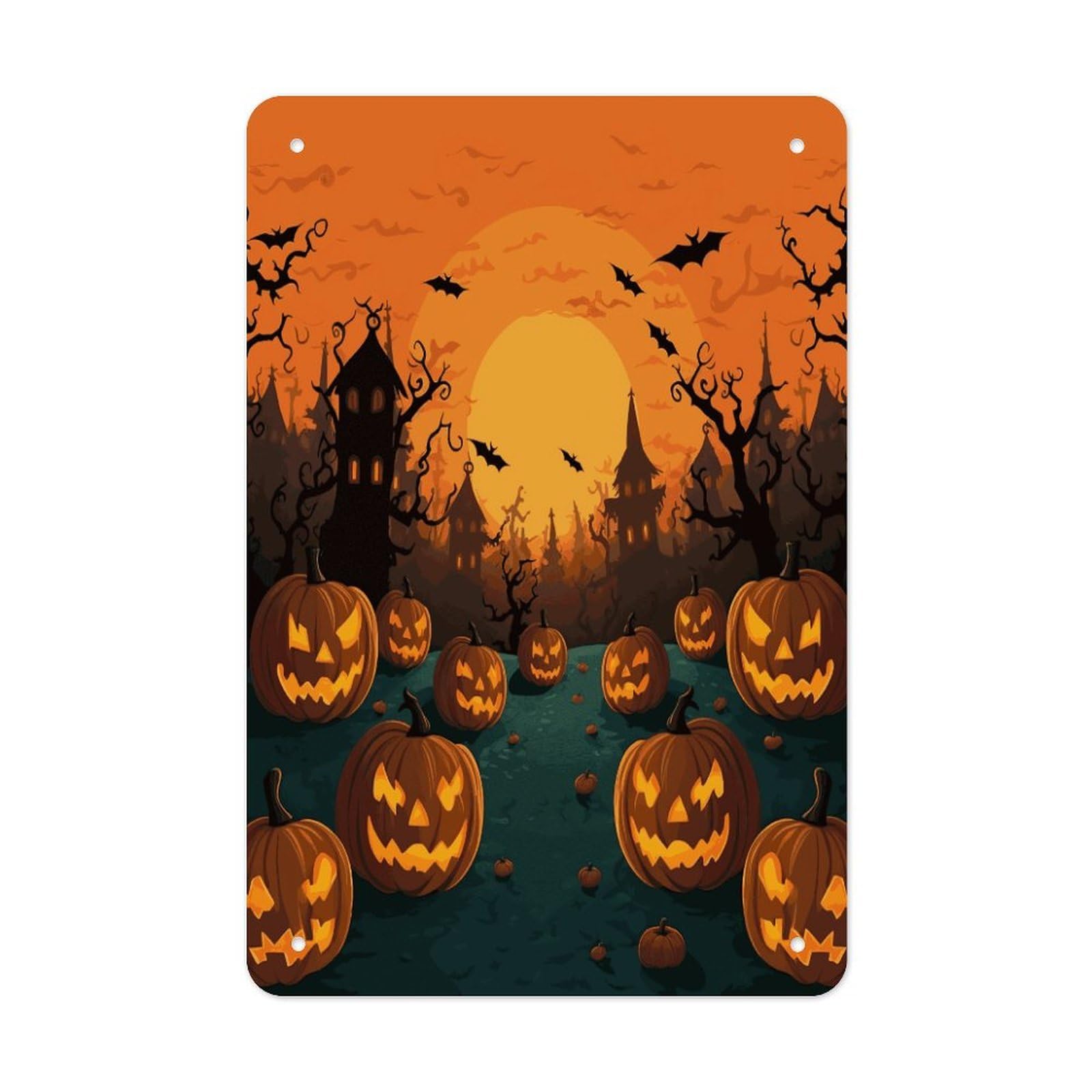 Btcowzrv Style Halloween Orange Metal Tin Sign Wall Decor Hanging Plaque