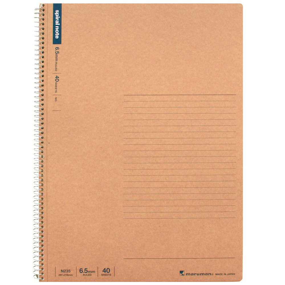 Maruman Spiral Note BASIC (A4), Ring Binding, 40 Sheets / 80 Pages, 6.5mm ruled, (N235), MADE IN JAPAN. (5)