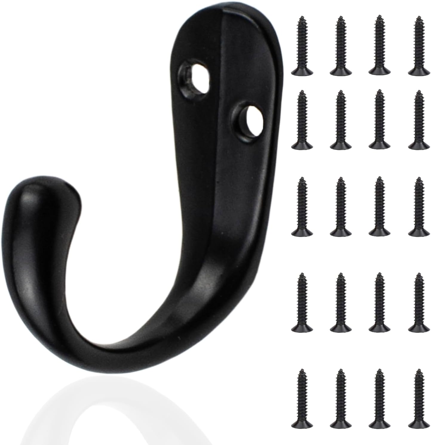 GUJIAWAN 10pcs Black Single Prong Robe Hook,Wall Mounted with 20 pcs