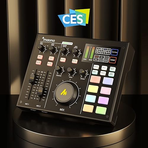 Miniatura 2 de Interfaz de audio con micrófono dinámico, estudio de producción de podcasts portátil todo en uno de Maonocaster para guitarra, transmisión en vivo,