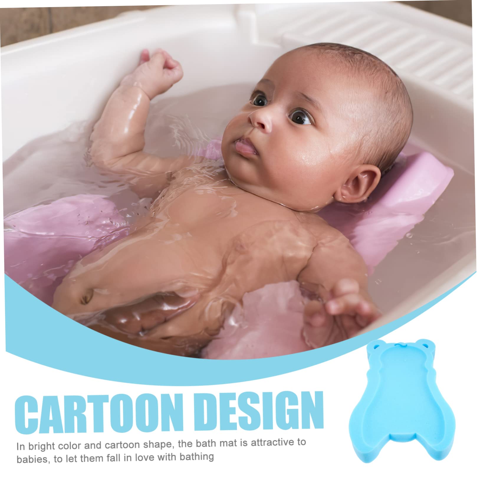 MOLUCKFU Bath Mat for Tub Soft Sponge Cushion for Newborns Boy Girl Skin Friendly Safe Bathing Pad for Boy Girl Bath Sponge for Easy Bathing