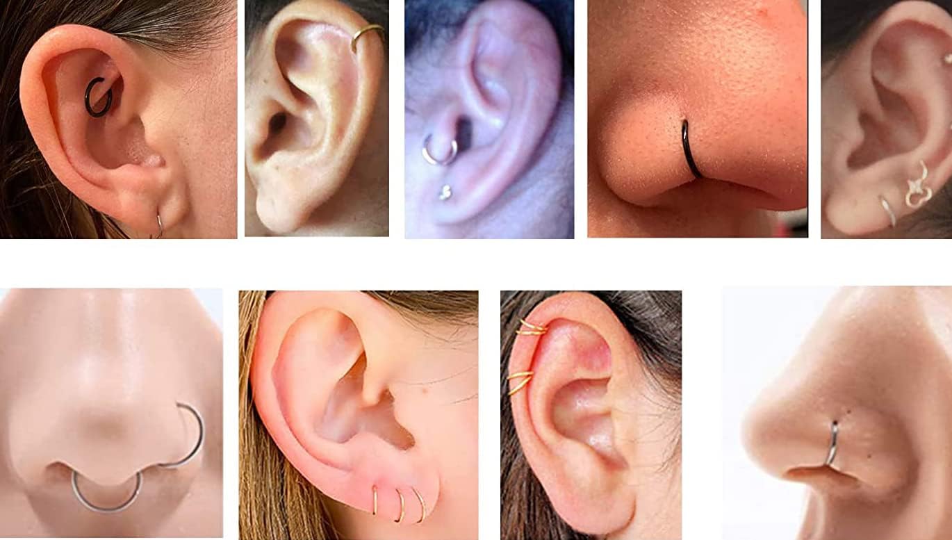 9K Solid Gold 18 Gauge (1.0mm) Hinged Clicker Segment Nose Ring - Hoop Cartilage - Daith Hoop - Segment Piercing Ring Body Jewelry