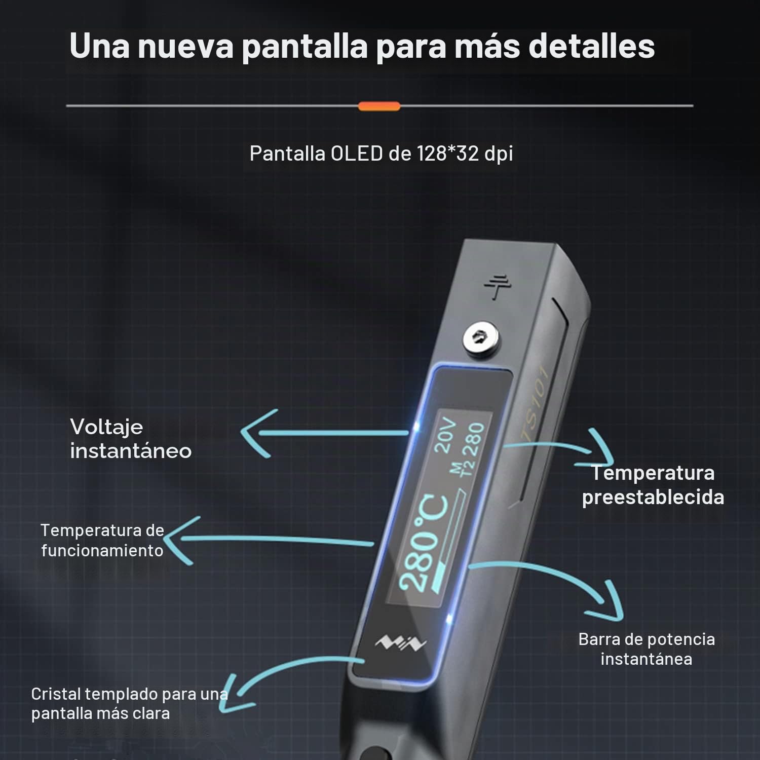 TS101 65W soldador eléctrico portátil inteligente Kit de soldador rápido de calor integrado DC 5525 Sensores de aceleración STM32, fuente de alimentación, cable de soldadura, soporte