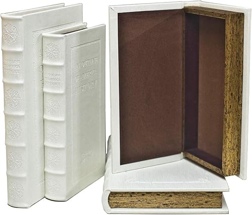 Miniatura 2 de Libros decorativos con cajas blancas de piel sintética para decoración de mesa auxiliar y decoración de estantes, cajas de almacenamiento