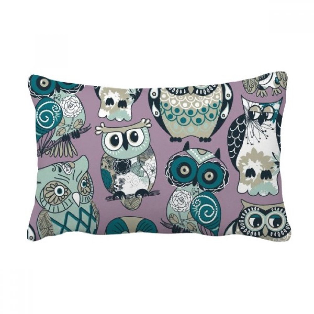 Oreiller lombaire hibou fleur stripe multicolore, idée cadeau déco originale