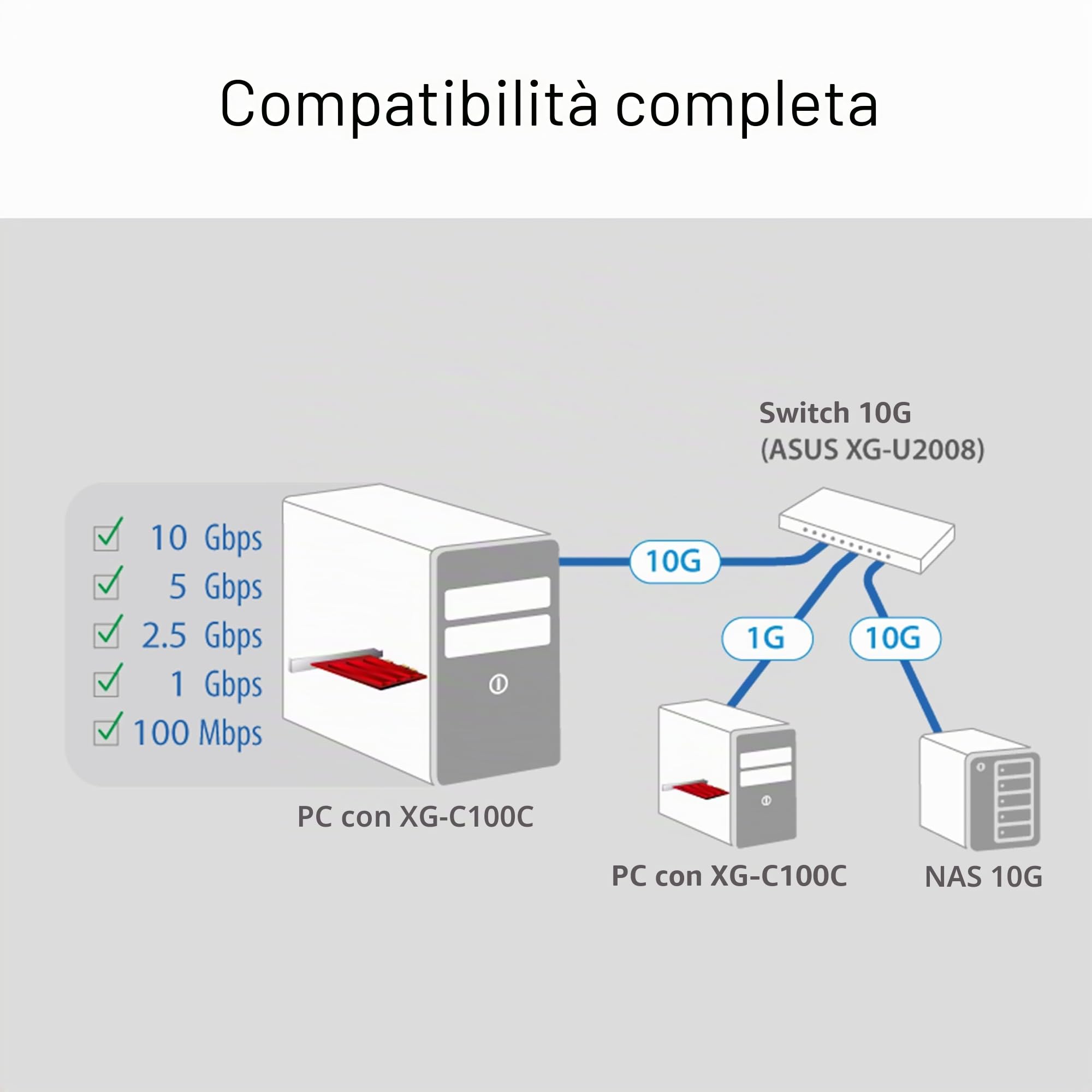 ASUS XG-C100C scheda di rete e adattatore Ethernet 10000 Mbit/s Interno