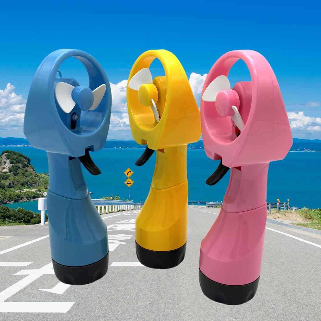 BJPEY Handheld Water Misting Fans Outdoor Personal Battery Powered Cooler Fan Pack of 2 (Blue/Pink)