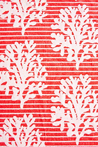 St. Tropez Sands (36In X 70 In) - Jacquard Velour Beach Towel (Seaweed Coral) #TOP2