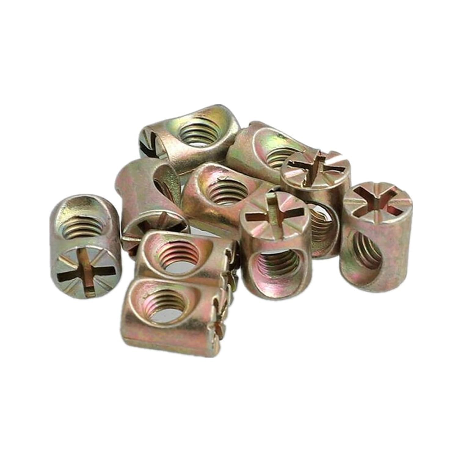 Furniture Barrel Nuts, 10PCS Barrel Bolts Cross Dowel Slotted Fittings Bed Or Chair Horizontal Hole Nut M6 M8 L=11mm-17mm(M6 x 12 mm Crosshead)