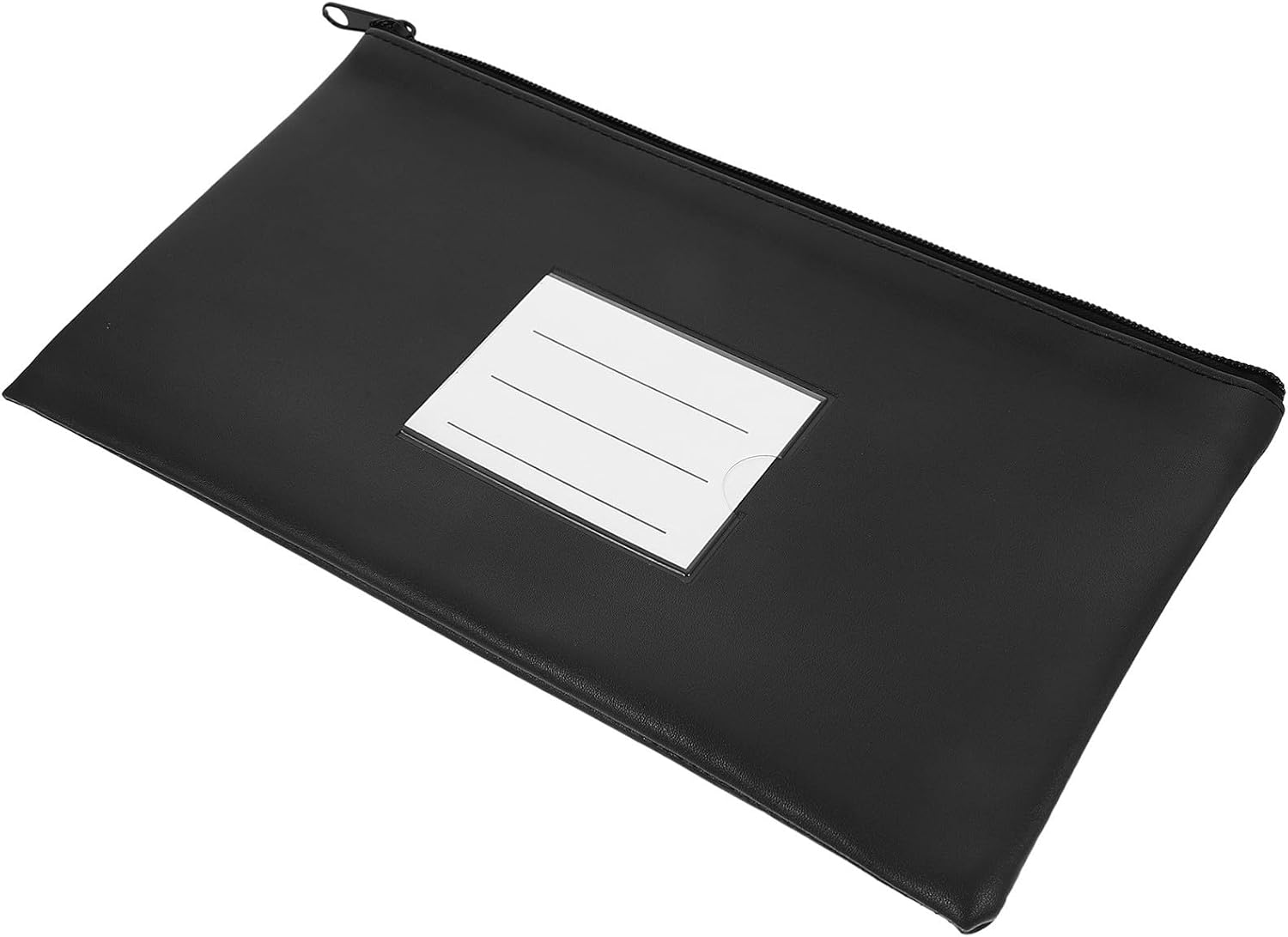 Pu Leather Receipt Organizer Money Pouch with Zipper Cash Holder Wallet for Traveling and Cash Storage Black