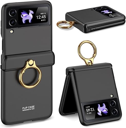 Miniatura 8 de Miimall Funda para Samsung Galaxy Z Flip 4 con soporte de anillo, funda para Galaxy Z Flip 4 con protección magnética de bisagra + protector de