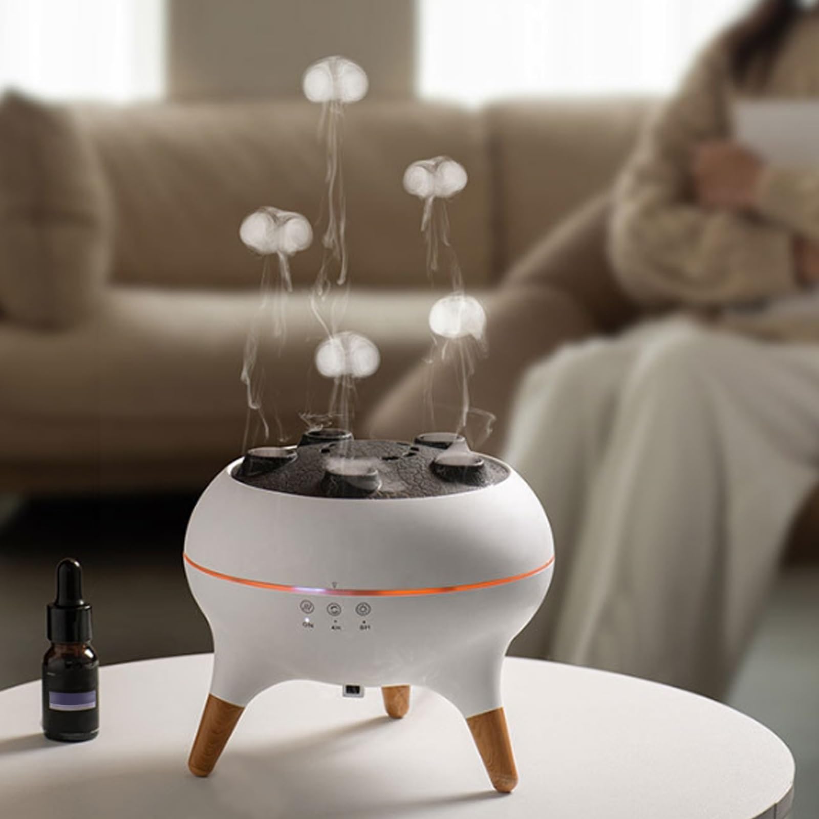 DJMAW Dyfuzor meduzy, dyfuzor meduzy do olejków eterycznych, cichy dyfuzor ultradźwiękowy 250 ml, cichy nawilżacz powietrza z zimną mgiełką, dynamiczny dyfuzor olejków eterycznych z meduzy