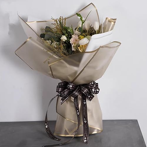 Miniatura 4 de VOWOVOSDAY 20 piezas de papel de regalo de flores, papel de regalo impermeable para ramo de flores, suministros de ramo de floristería, embalaje de