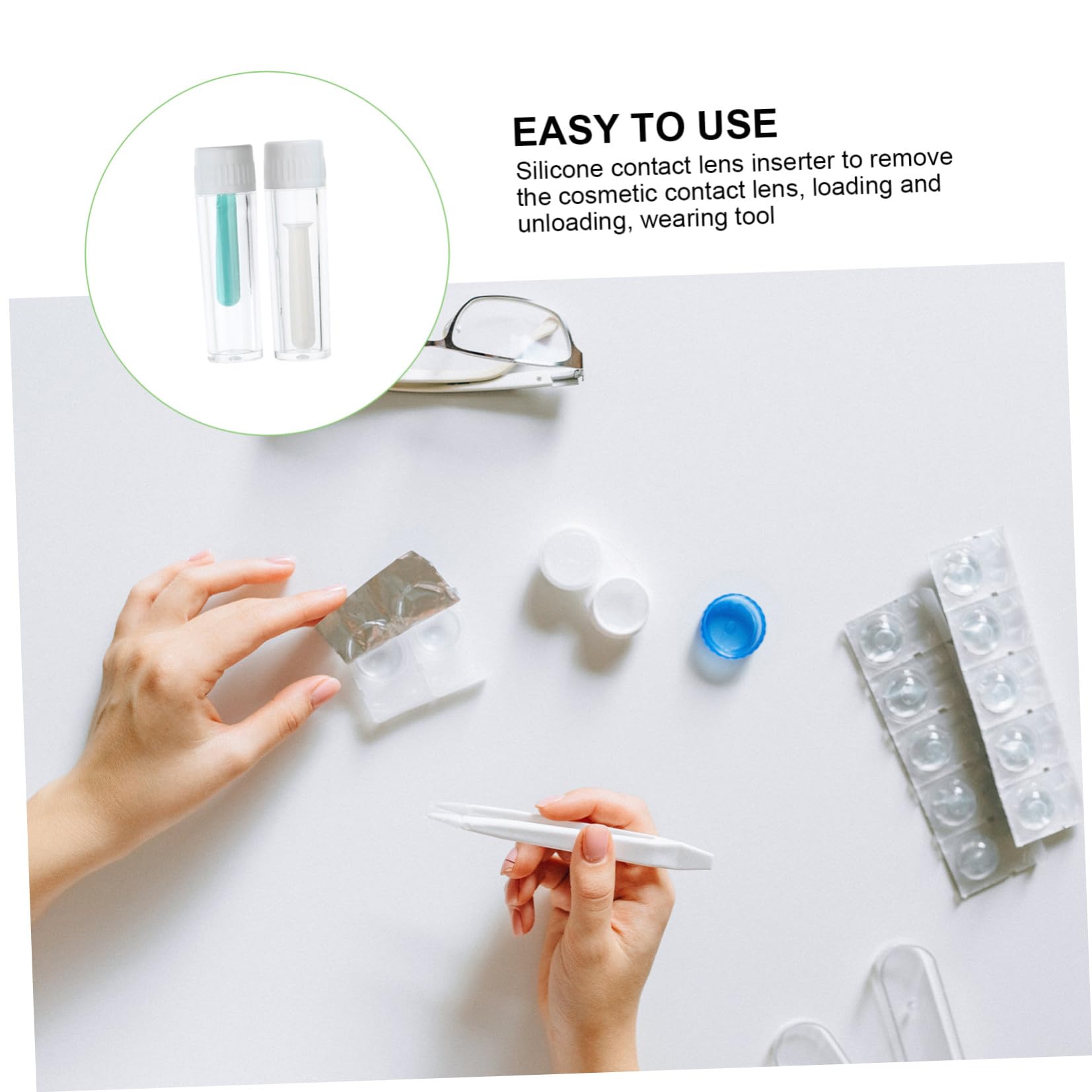 Healeved 40pièces Outil Insertion Retrait De Lentilles Silicone Et Accessoires Pour Lentilles De Aléatoires