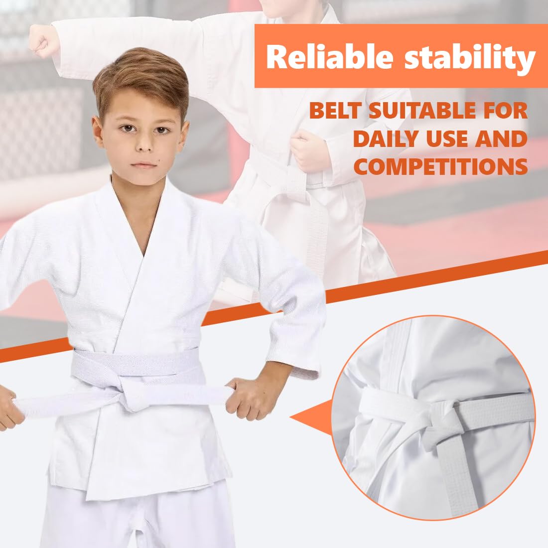 Ceintures de sports de combat Ceinture de judo 180 cm, ceinture de taekwondo, ceinture d'arts martiaux, ceinture de karaté en tissu extra épais pour enfants