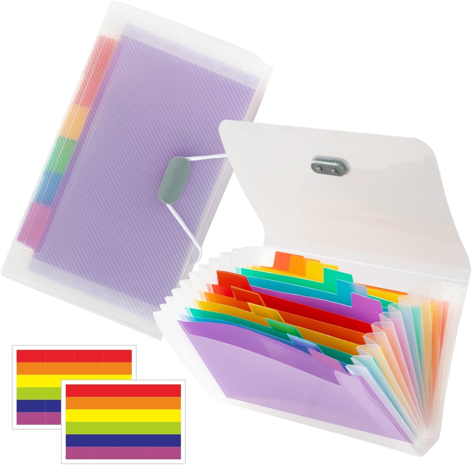 Small Accordion File Organizer - 2 Pack 13 Pockets A6 Mini Expanding File Folders, Portable Hand-Held Accordion File Folder 100% Waterproof Plastic Receipt Organizer for Cards, Coupon, Receipt, Ticket