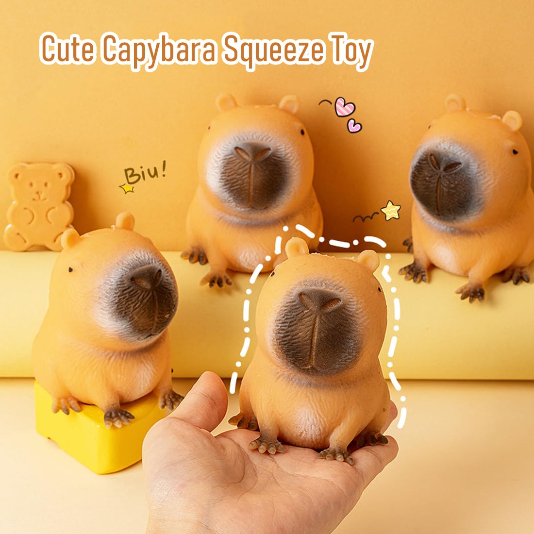 Capybara Anti-Stress Toy, 3 x Capybara Squeeze Toy, Capybara Anti-Stress Fidget Toys, Capybara Squeeze Toy, Capybara Stress Relief Toy, Anti-Stress