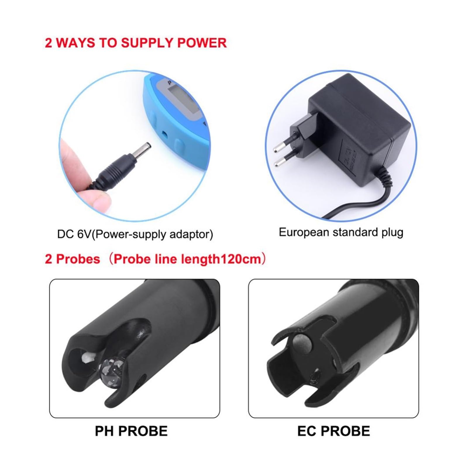 Tester miernika PH, Profesjonalny miernik PH 2 w 1 miernik EC do akwarium wieloparametrowy Monitor jakości wody Online Monitor PH/EC kwasomierz,Woda pitna, Hydroponika, SPA, Browarnictwo(Ad)