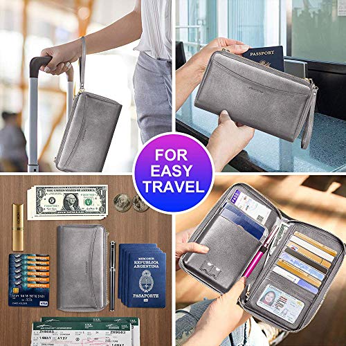 Nuoku Black Rfid Wallet Purse Wristlet Crossbody Clutch+ Grey Passport Holder Rfid Blocking Travel Wallet For Women thumb #6