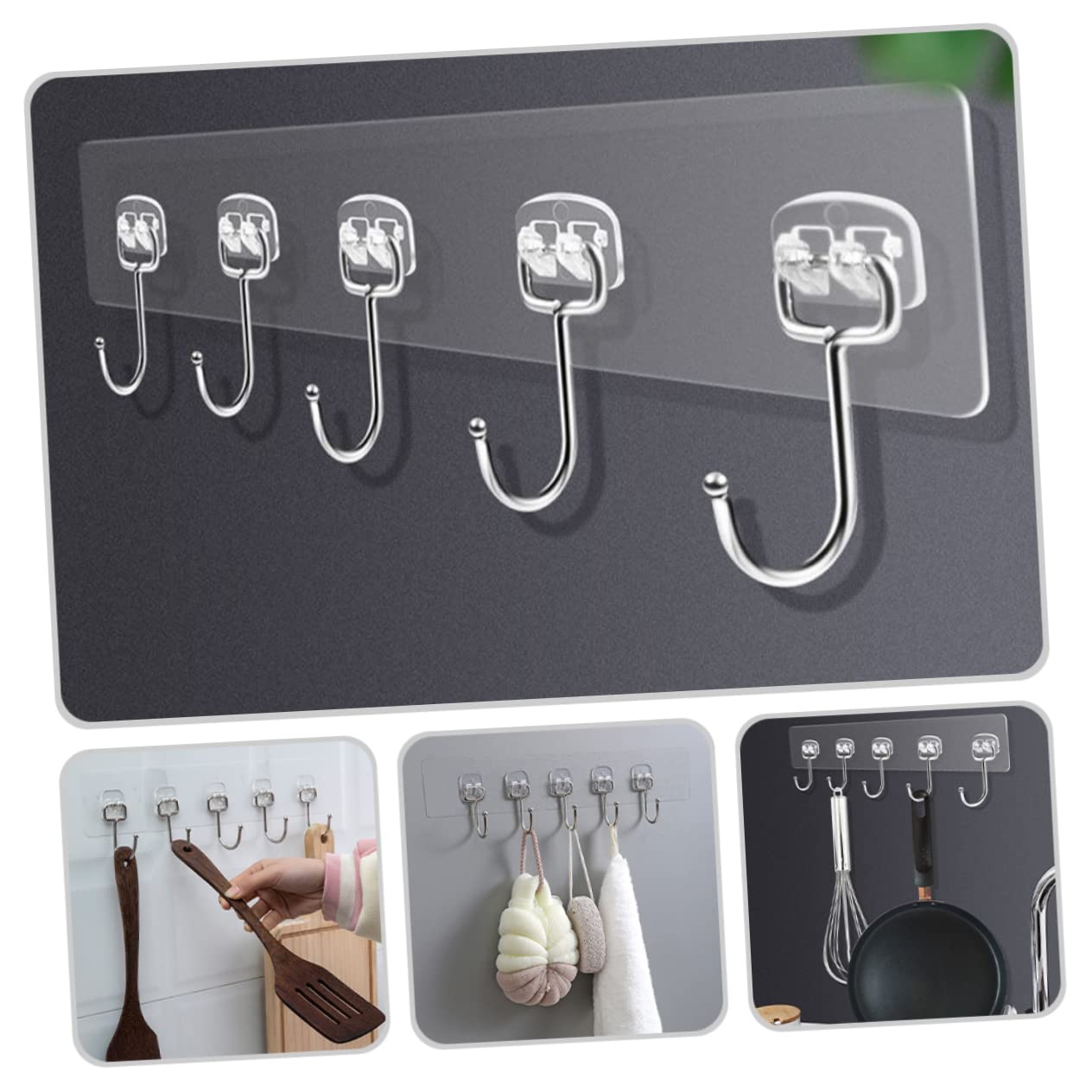 12 Perchas Autoadhesivas para Servicio, Marca de Taller, Sombreros de Garaje sin Almacenamiento, Perchas montadas en Llaves, calcomanía de Sombrero de Acero Inoxidable para Colgar