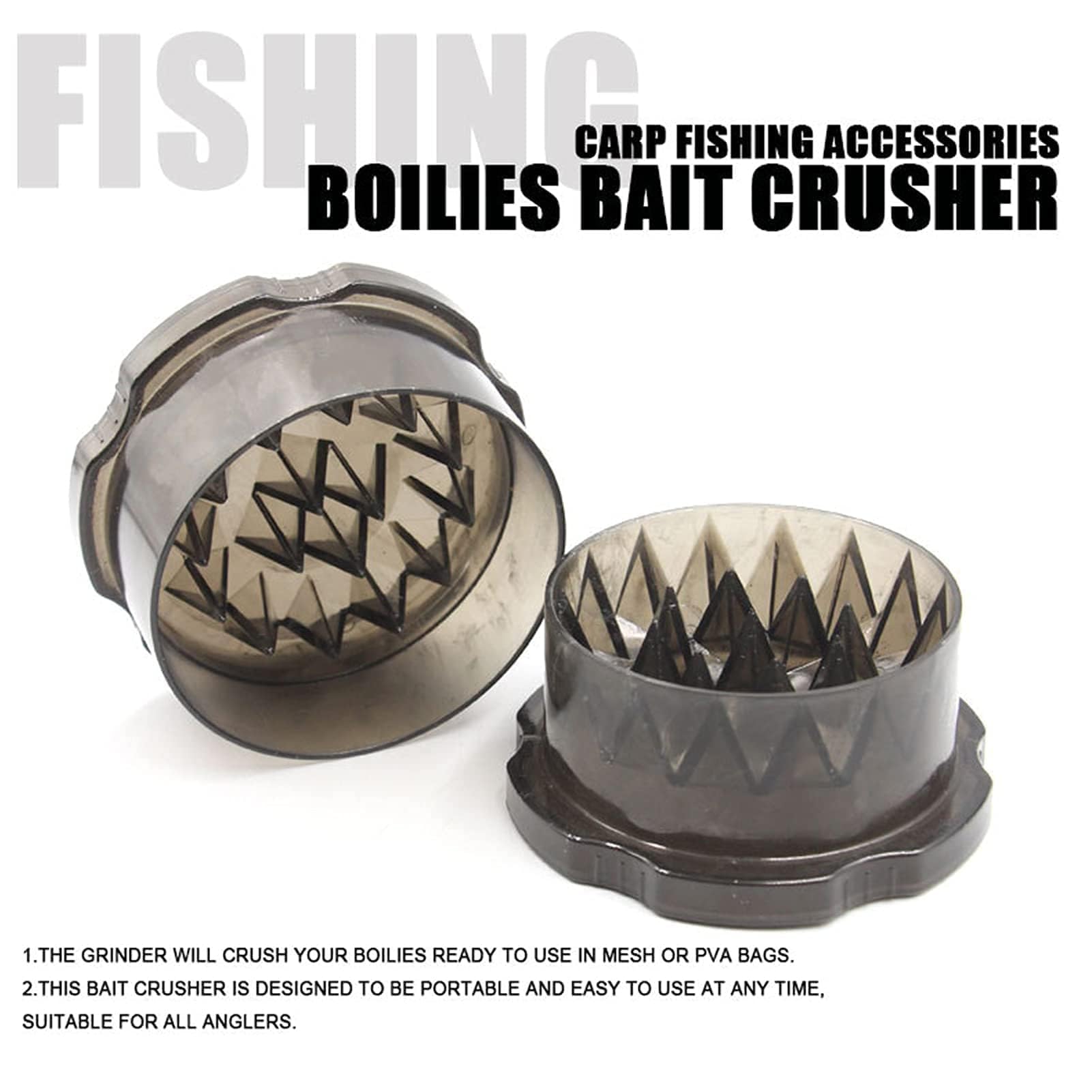Zerodis Boilies Carp Bait Crusher, młynek wędkarski, lekki, przenośny, do użytku na zewnątrz, do wędkowania
