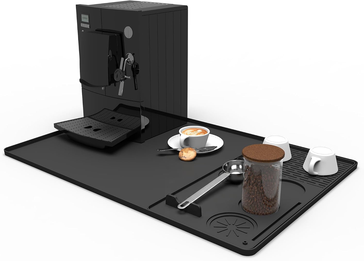 YOYOUTH Silicone Coffee Mat, Coffee Bar Mat, 24 x 16 Inch, Black