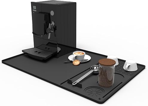 YOYOUTH Silicone Coffee Mat, Coffee Bar Mat, 24 x 16 Inch, Black
