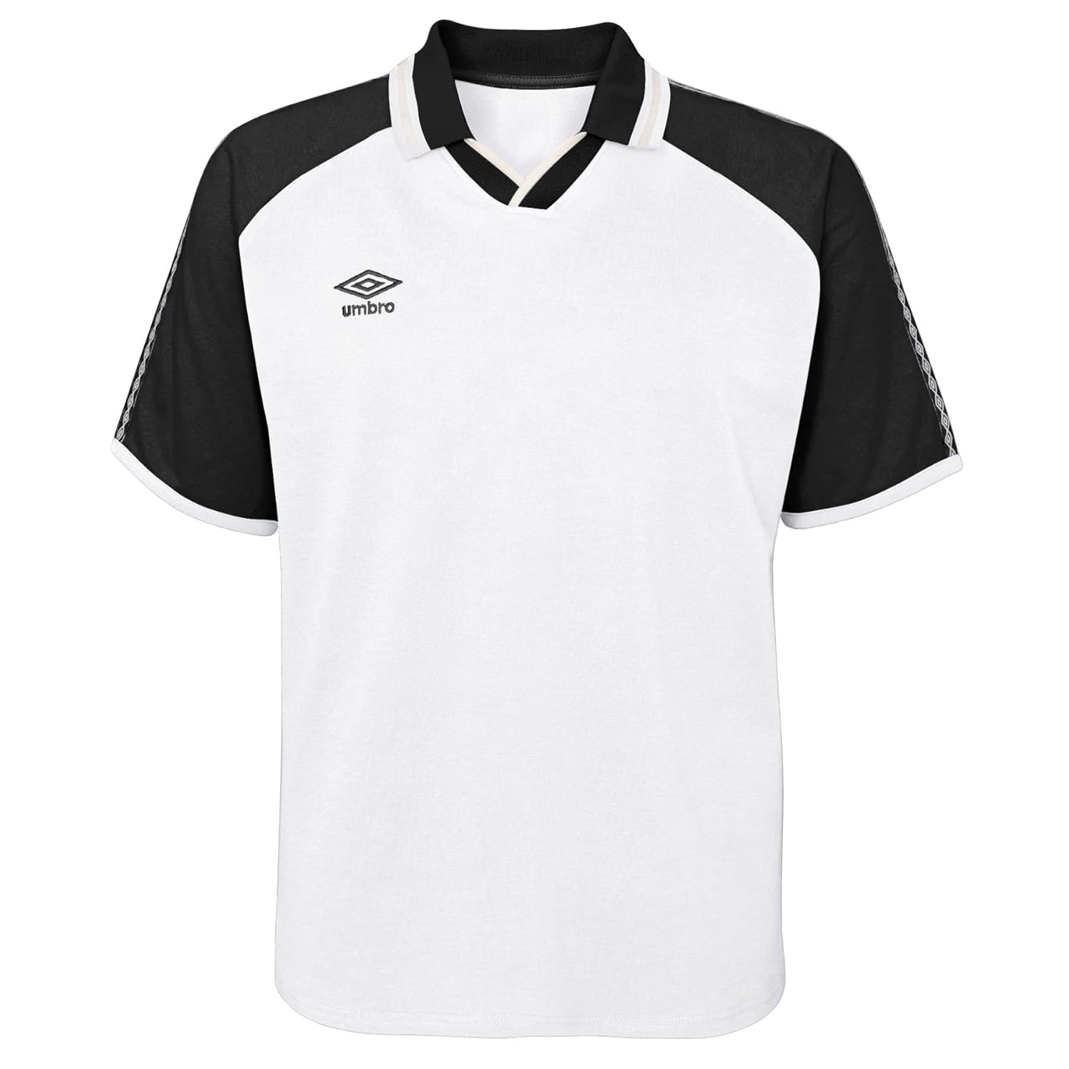 UMBRO Mens Retro Spin Johnny Collar Jersey, Black Beauty/White, L