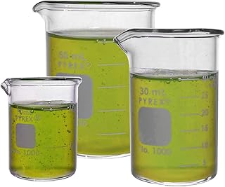 Corning Pyrex #1000 Griffin Low Form, Micro Glass Beaker Set - 3 Sizes - 10ml, 30ml, 50ml
