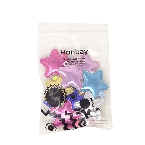 Miniatura 7 de Honbay Pinzas para el pelo de estrella de cuero sintético brillante, horquillas adorables, accesorios para el cabello, 12 unidades