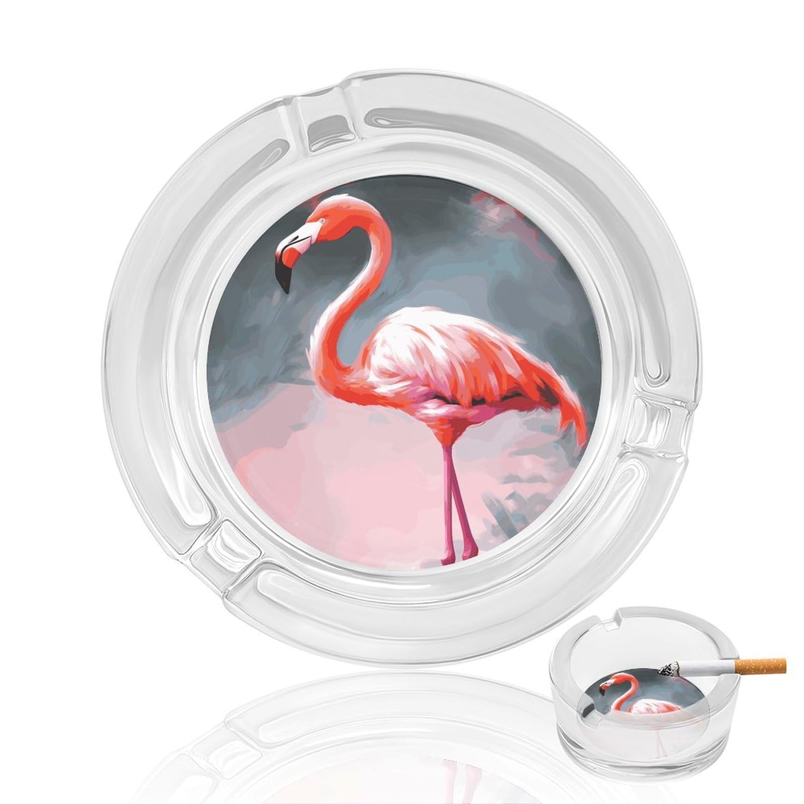Cendrier en verre pour cigarettes motif flamant rose déco maison et bureau