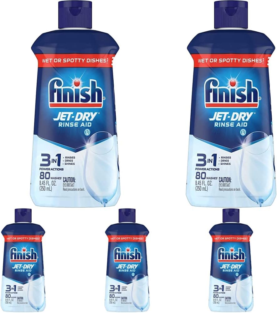 Finish Jet Dry Dishwasher Rinse Aid, 8.45 Ounce (Pack of 5
