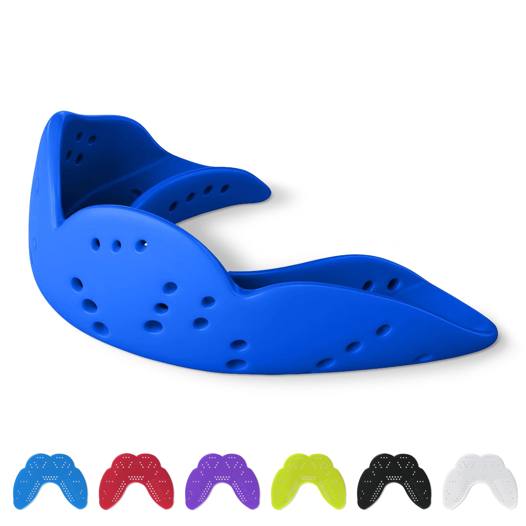 SISU Protège-dents Aero - Bleu Royal - Ultra fin pour adultes et enfants - Ajustement personnalisé pour rugby - Protège-dents sport remodelable pour boxe, MMA, hockey - Petit (moins de 1,52 m) Royal Blue Small (under 5' tall)