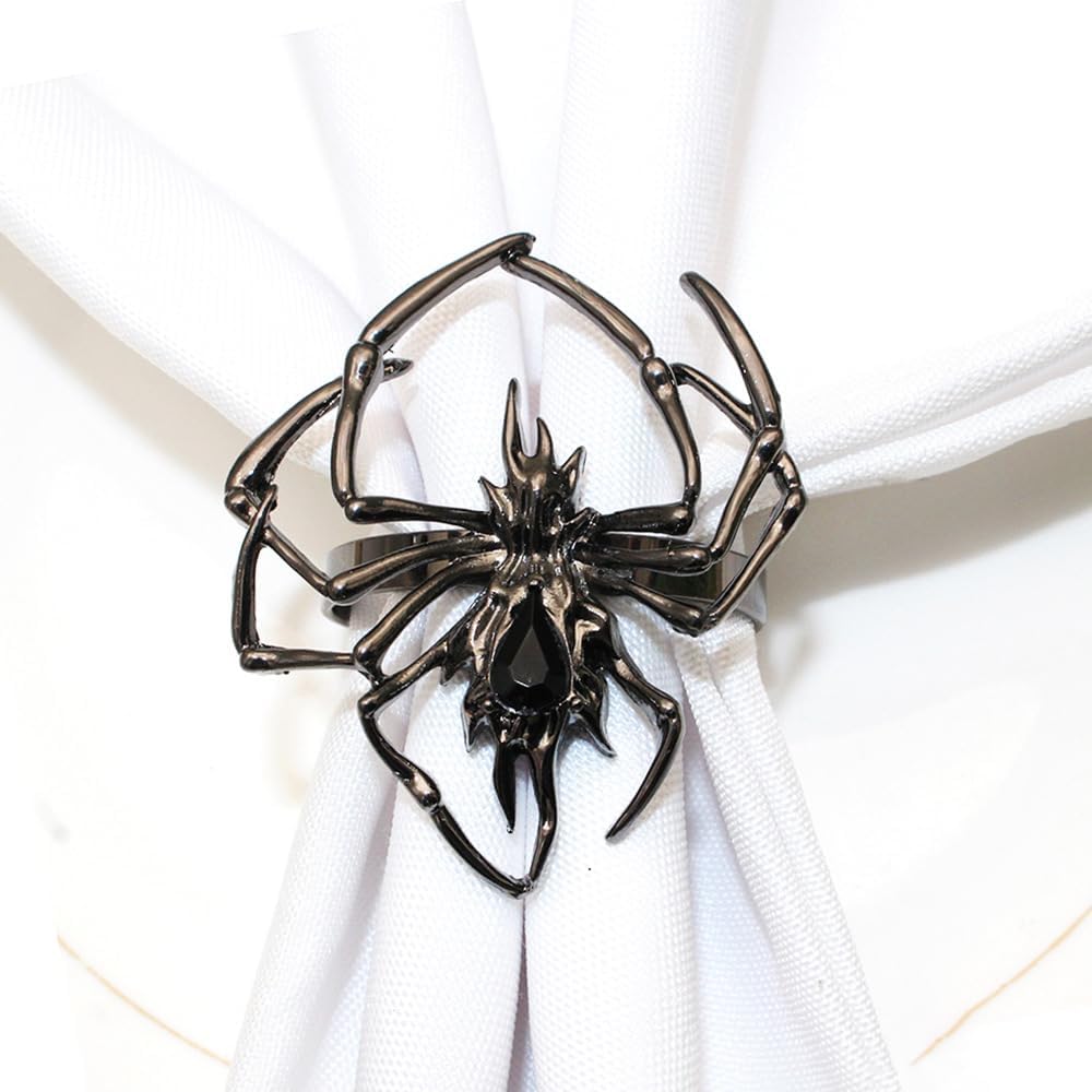 Halloween Spider Napkin Ring Holder Set of 6
