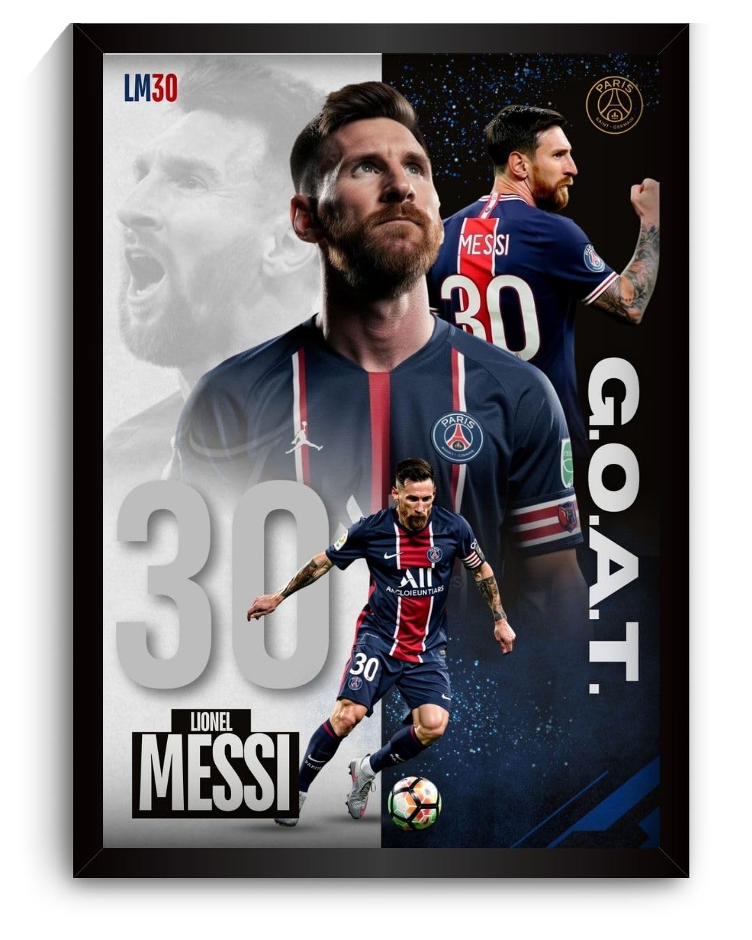 Funk You Store Messi Poster Framed | Lionel Messi Wall Art Posters Framed | PSG Edition | Paris Football Legend | Premium Sports Decor for Paris Football Fans | GOAT Motivational Wall Poster (F_186)-picture-21
