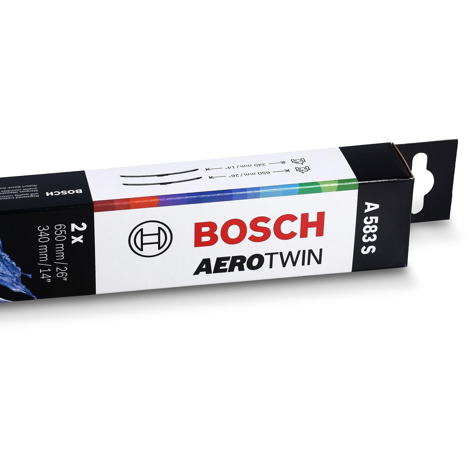 Tergicristalli Bosch Aerotwin A583S, Lunghezza 650mm/340mm, 1 set per parabrezza anteriore