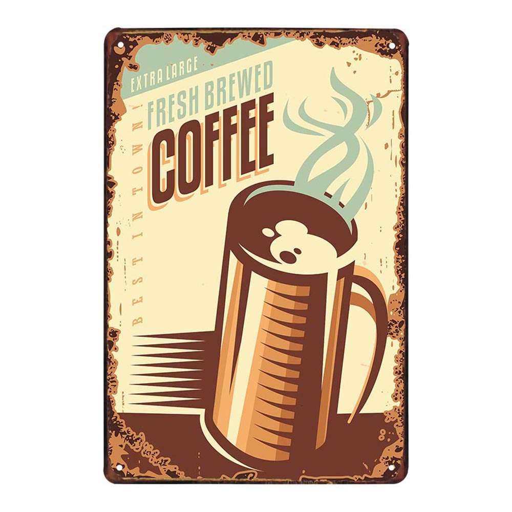Funny Coffee Quote - Metal Tin Sign Retro Vintage Plaque Set of 4