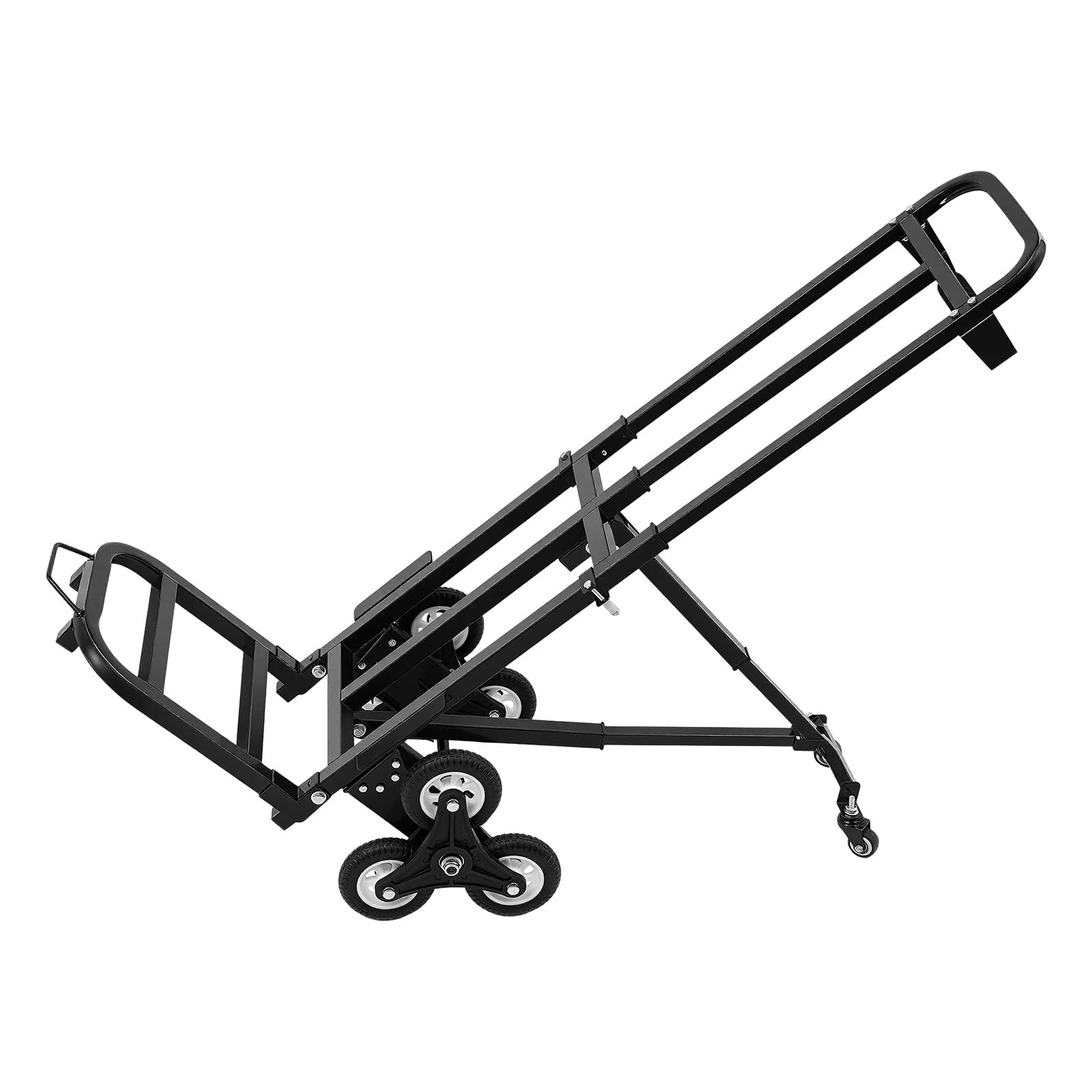 Diable Monte escalier Pliable,Chariot de Courses 6 Roues en Acier,Charge 210kg,Poignée Réglable 73-114cm,avec Corde d'attache,Roues PU Antidérapantes,pour Déménagement,Achats,Transport,Noir
