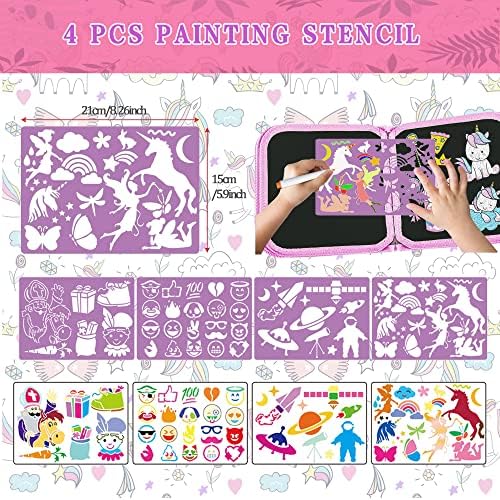 Erasable Doodle Book for Kids,14 Page Portable Reusable Toddler Art Travel Essential Kids Coloring Set Magic Drawing Books with Drawing Shape Molds,Kids Travel Activity Book for Toddlers Activities, Travel, Learning 3 61RAUI1R4nL. AC