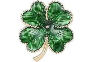 Minimalist Lucky Shamrock 4 Leaf Clover Green Brooch Pin