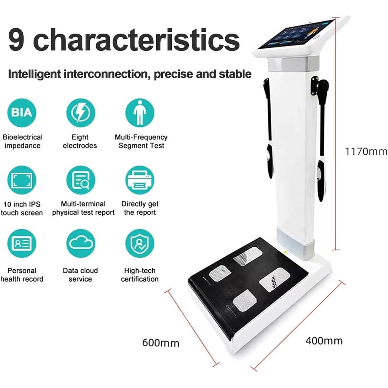 Ecran Tactile HD Analyseur De Bioimpédance Corporelle Pour Gestion De Santé Et Du Poids, Balance Médicale Numérique, Mesure De Taille, Du Poids Et De Composition Corporelle, Compatible