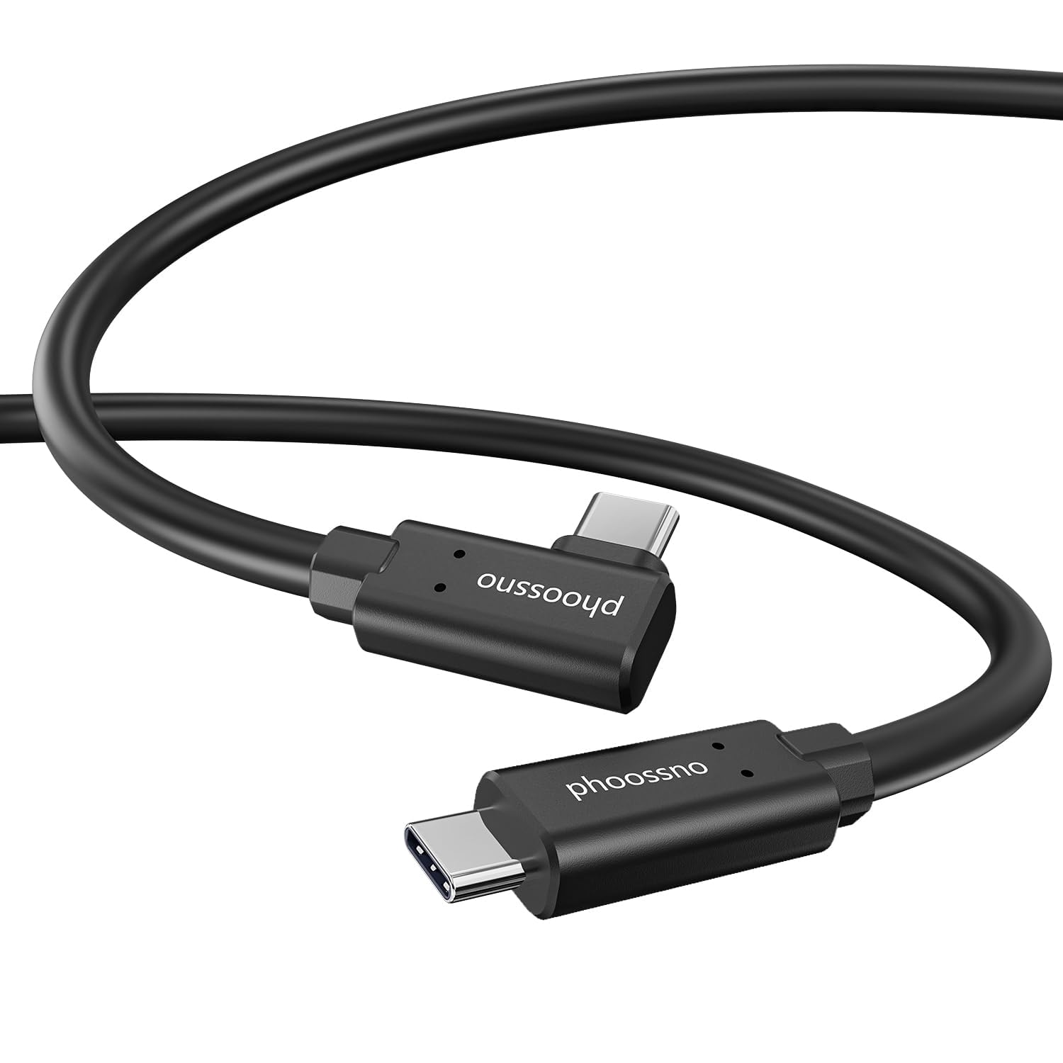 phoossno USB C Cable de fibra óptica 5m derecho, bidireccional 10Gbps Transmisión&60W carga rápida, cable de amarre USB C de grado militar compatible con cámaras, VR&AR, computadoras portátiles ect