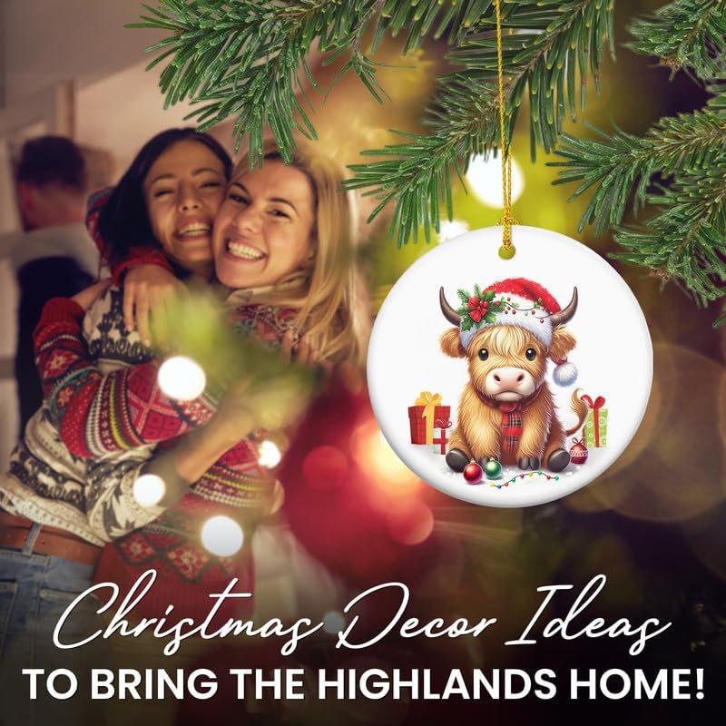 Miniatura 8 de Regalos de vaca de las montañas para mujer, adornos de Navidad 2024, regalos de cumpleaños para mamá, papá, familia, decoración de vaca marrón de