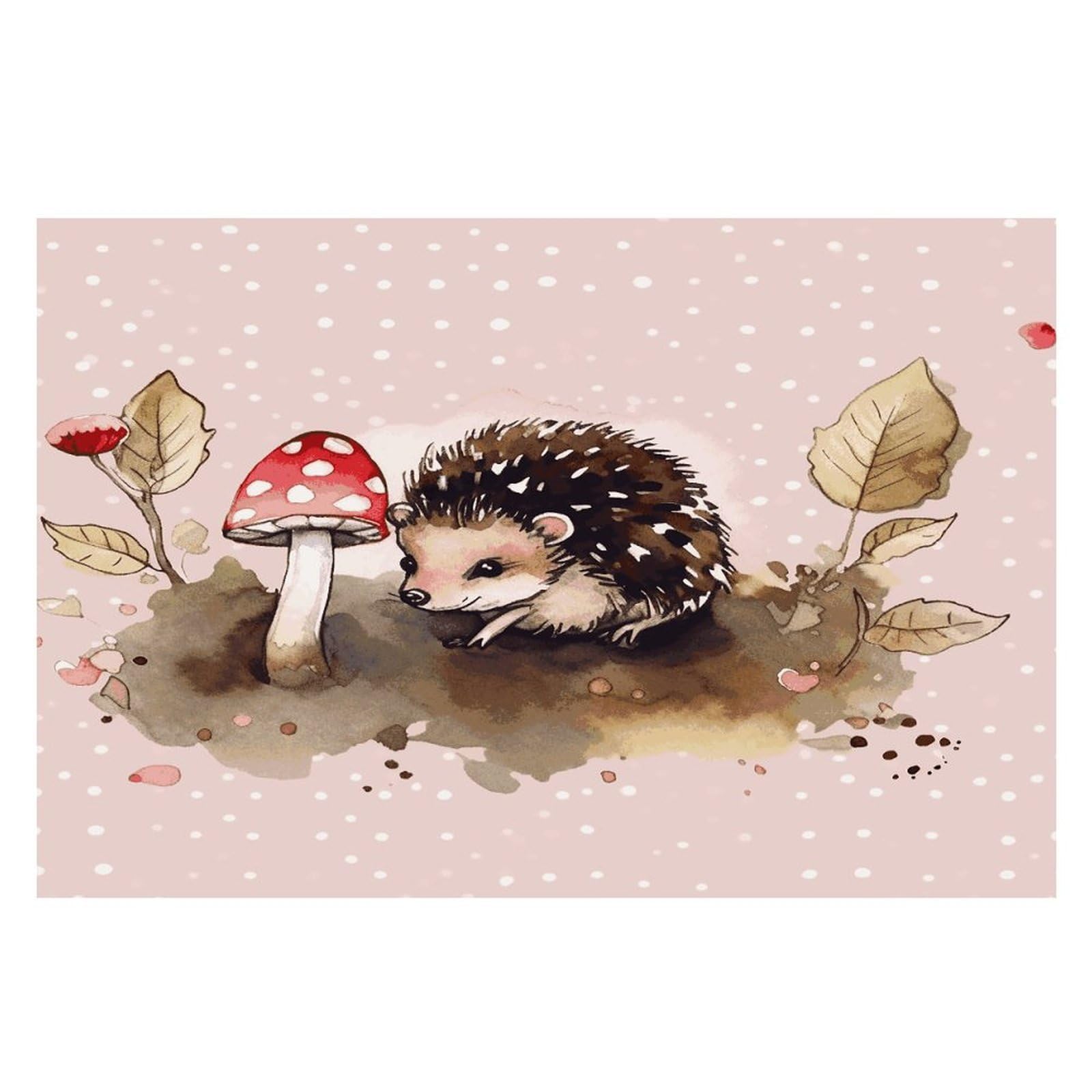 Hedgehog Watercolor Painting Placemats Heat-Resistant Washable Place Mats Anti Slip Dining Table Place Mats Wipeable Dining Table Mats Kitchen Decoration Placemats 17.7’’×11.8’’