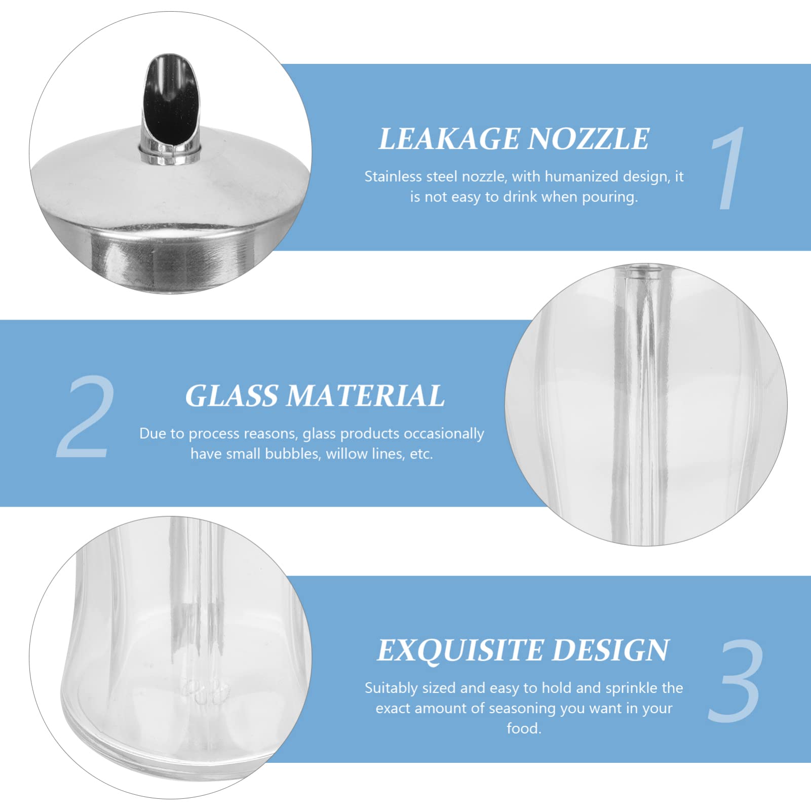 SHERCHPRY Salt Sugar Container 2 Piece Set Clear Glass Jar Lid for Kitchen Restaurant