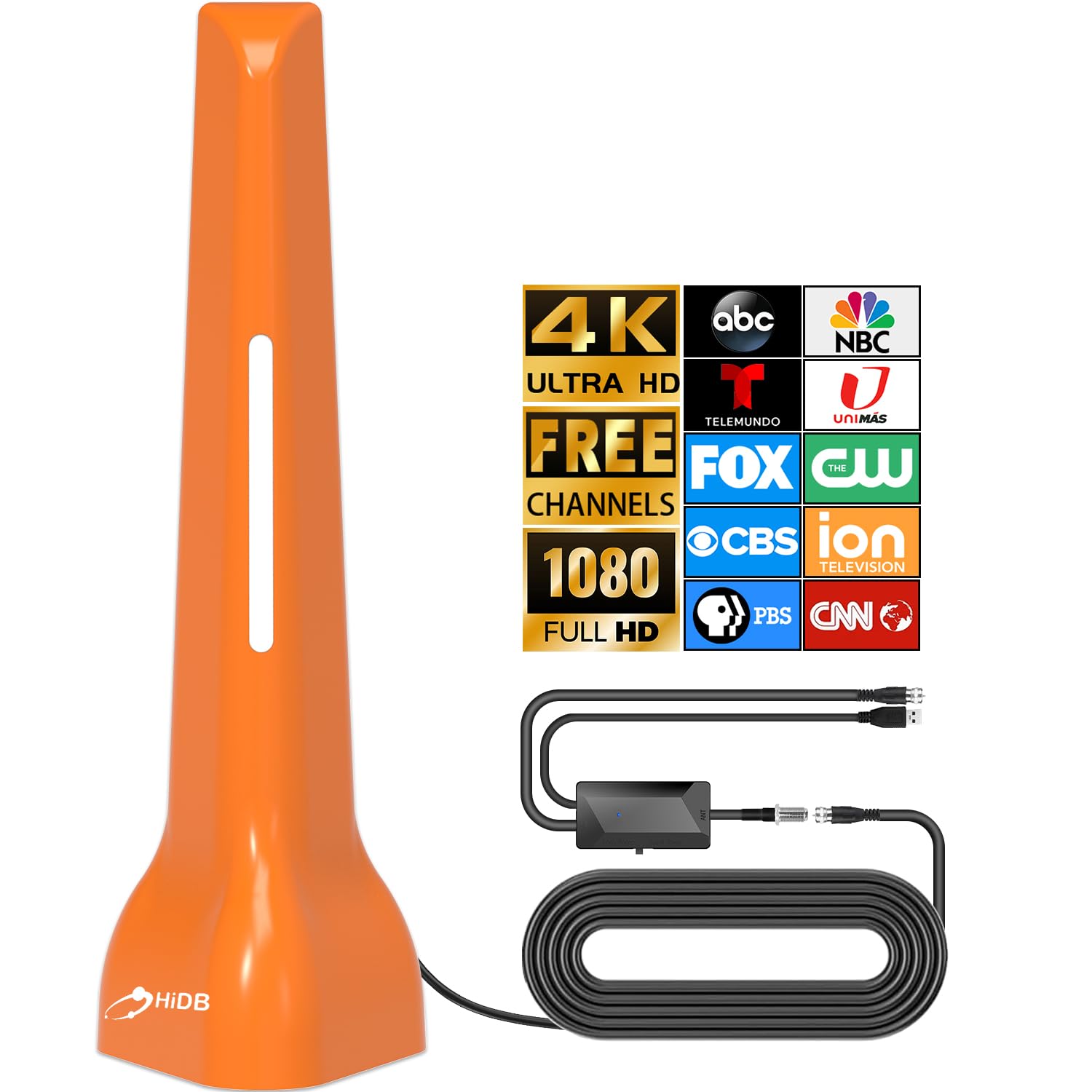 Antena de TV digital HD amplificada, antena HDTV de largo alcance para interiores y exteriores para canales locales, soporta Smart TV 4K 1080p y todos los televisores, amplificador de señal incluido