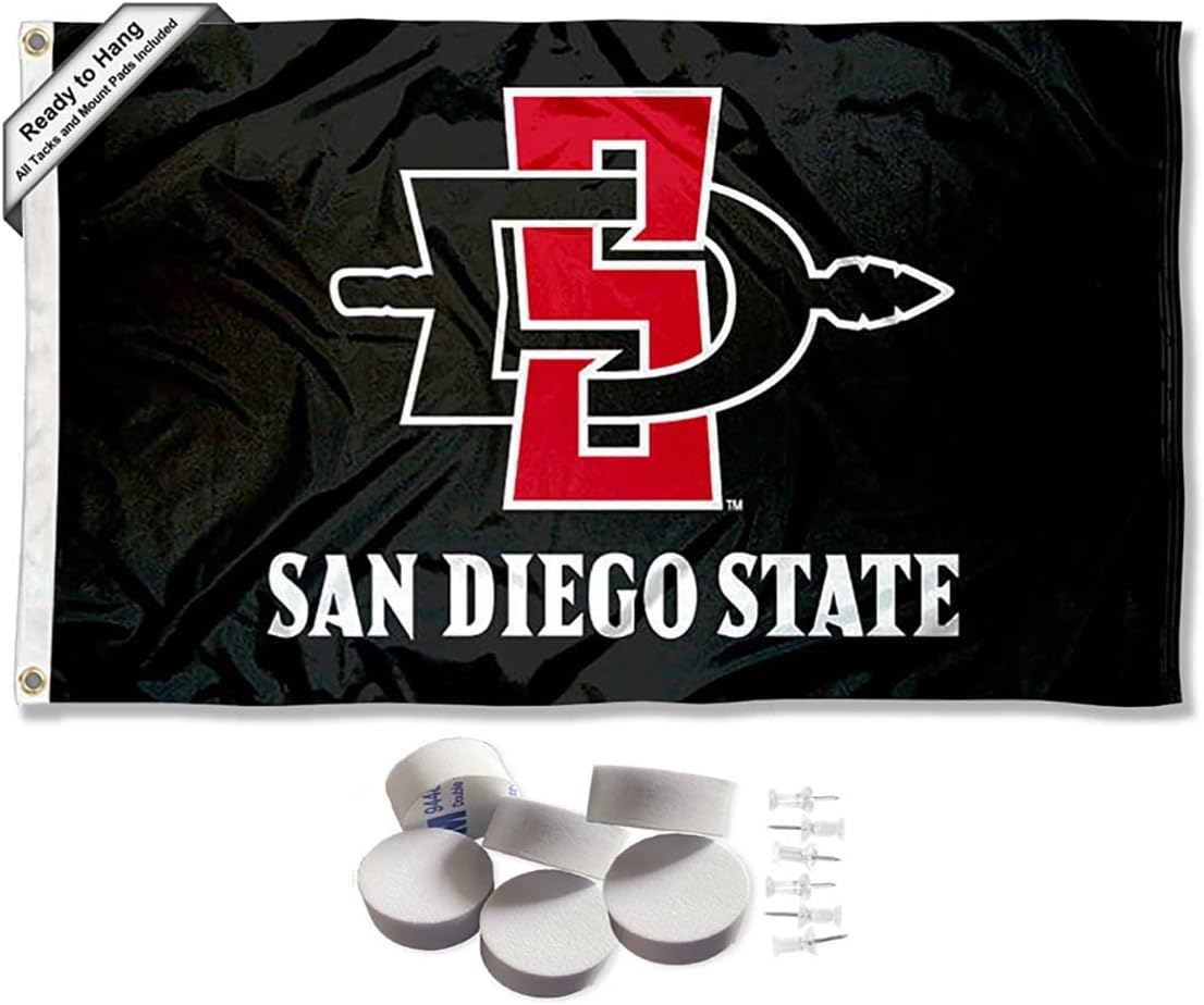 College Flags & Banners Co. San Diego State Aztecs Black Banner and Tapestry Wall Tack Pads