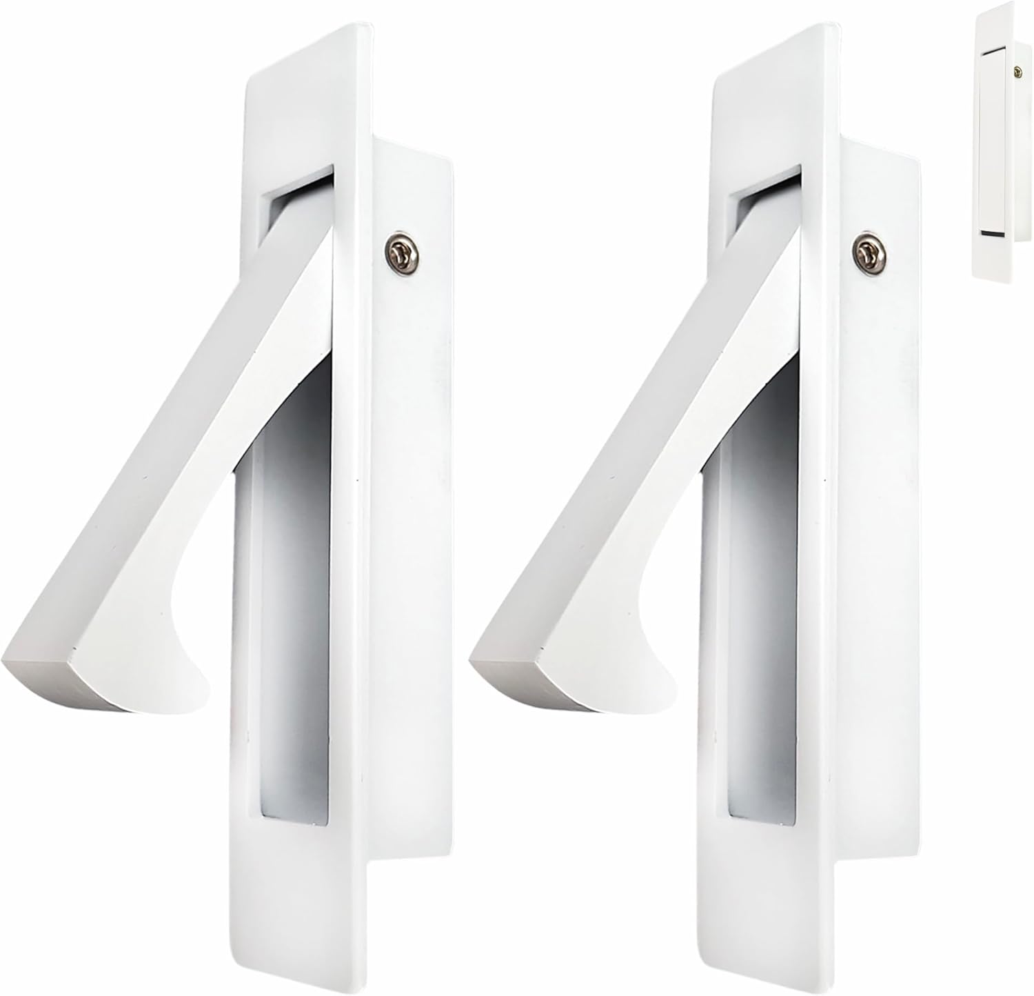 Pocket Door Pull Handle，Professional Stainless Steel 304, 3-1/2"， Flush Mount Door Pull (1, White)